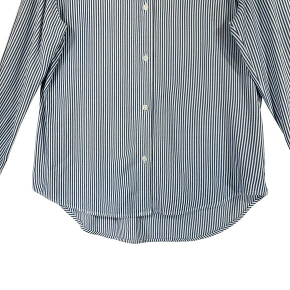 Tahari Women’s Button down blouse top Size med blue and white - Picture 12 of 14
